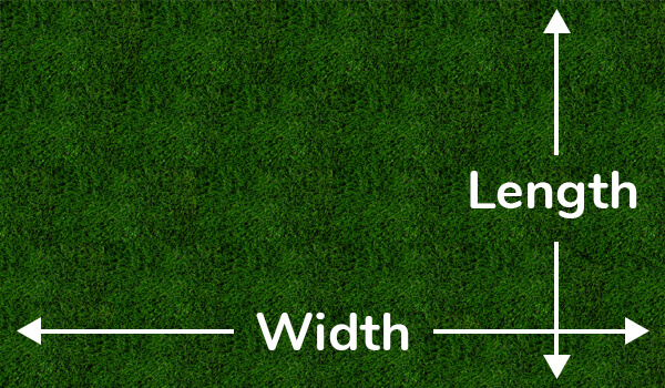Turf measurement diagram showing length and width
